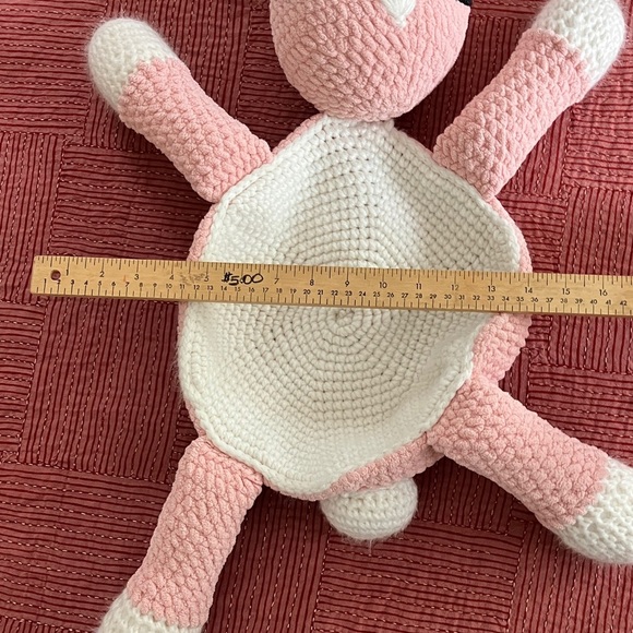 Large Pink and White handmade Crochet Bunny stuffy Toy - Picture 8 of 11